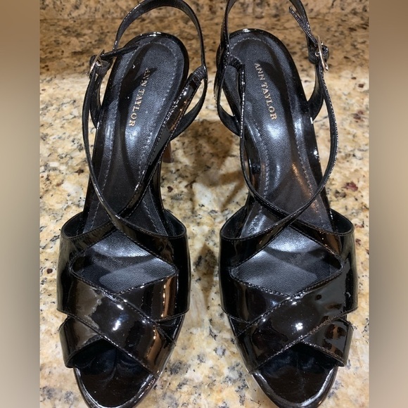 Ann Taylor Patten Black platform heels 7 1/2 - Picture 3 of 8